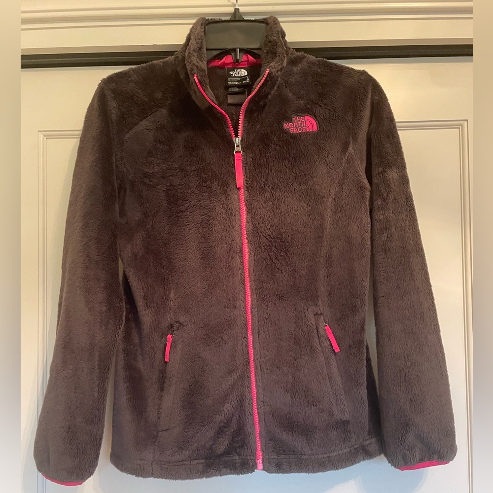 NorthFace Osolita Girls Black Jacket 
Full Zip with Pink trim